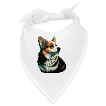 Tapfer aussehender Corgi - Bandana - Weiß - Vorne