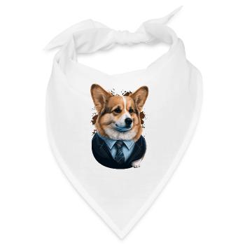 Hochwertige Corgi Looks Illustration - Bandana - Weiß - Vorne