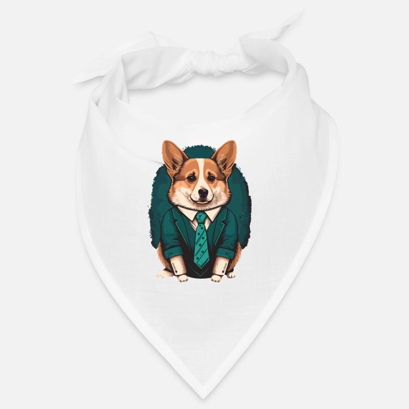 Corgi In Green Suit Bandana