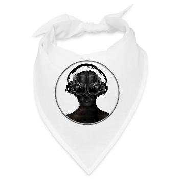 futuristisches Cyborg Wesen mit Kopfhörer - Bandana - Weiß - Vorne