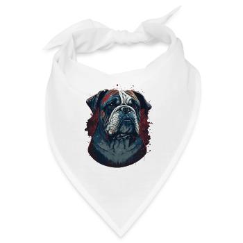 Dunkelgraue Bulldogge - Bandana - Weiß - Vorne
