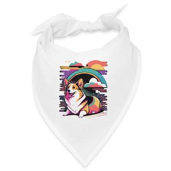 Farbenfroher Corgi - Bandana - Weiß - Vorne