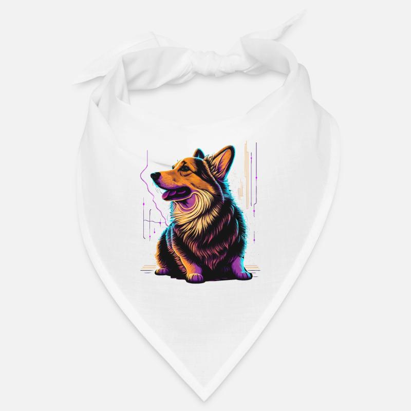 Cool looking Vaporwave Corgi Bandana