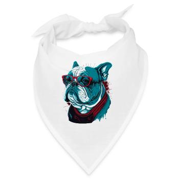 Clevere Bulldogge - Bandana - Weiß - Vorne