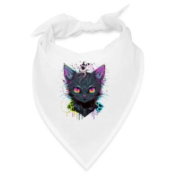 Coole Katze Illustration - Bandana - Weiß - Vorne