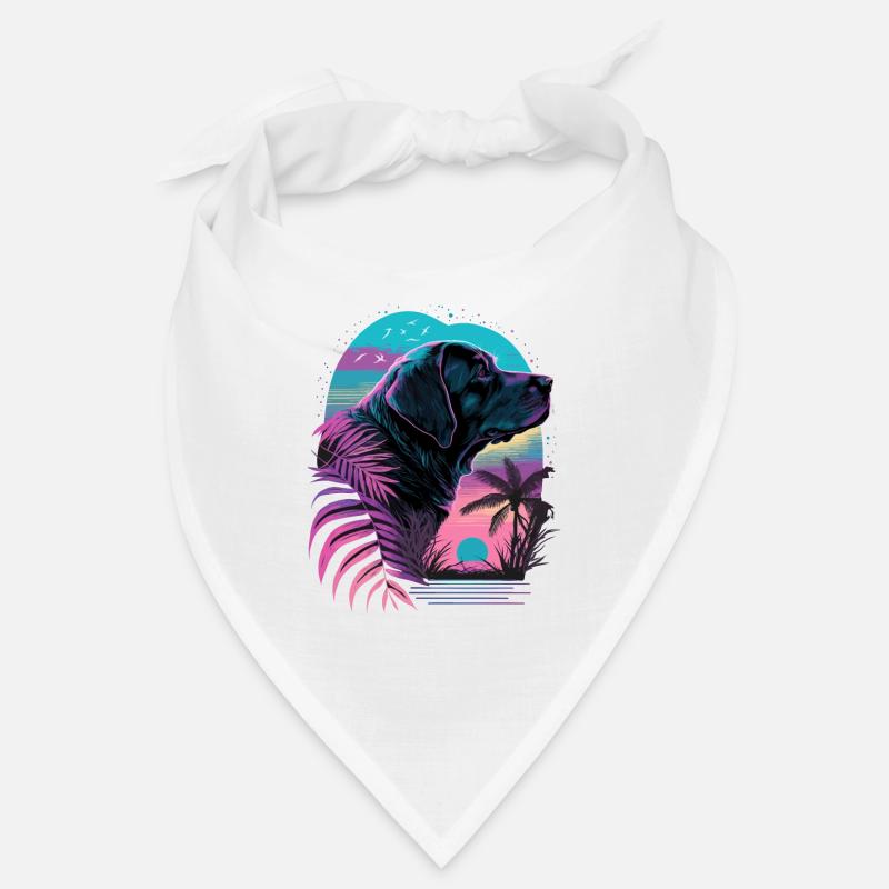 Labrador Retriever aime la plage Vaporwave Bandana
