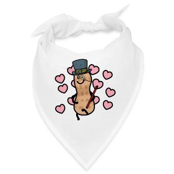 Erdnuss Valentin verliebt Romantik Liebe Herzen - Bandana - Weiß - Vorne