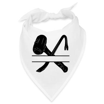 Hammerbrechstange gekreuzt und Monogramm - Bandana - Weiß - Vorne