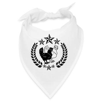 Weißes und schwarzes Huhn - Bandana - Weiß - Vorne