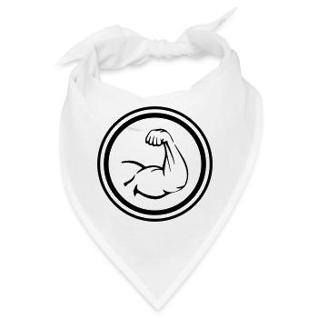 Arm Muskeln Bizeps - Bandana - Weiß - Vorne