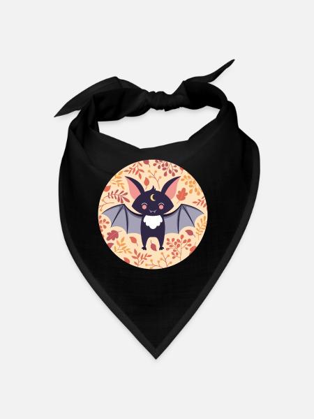 Fledermaus mit Herbstmuster - Bandana - Schwarz - Vorne