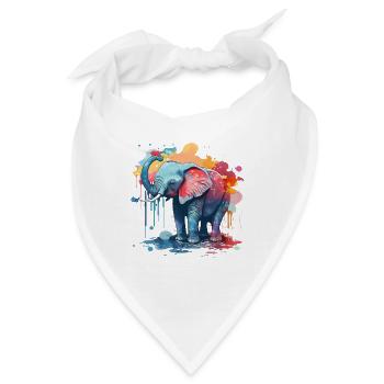 Aquarell Elefanten Baby - Bandana - Weiß - Vorne
