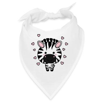 Süßes Zebra mit Herzchen - Bandana - Weiß - Vorne