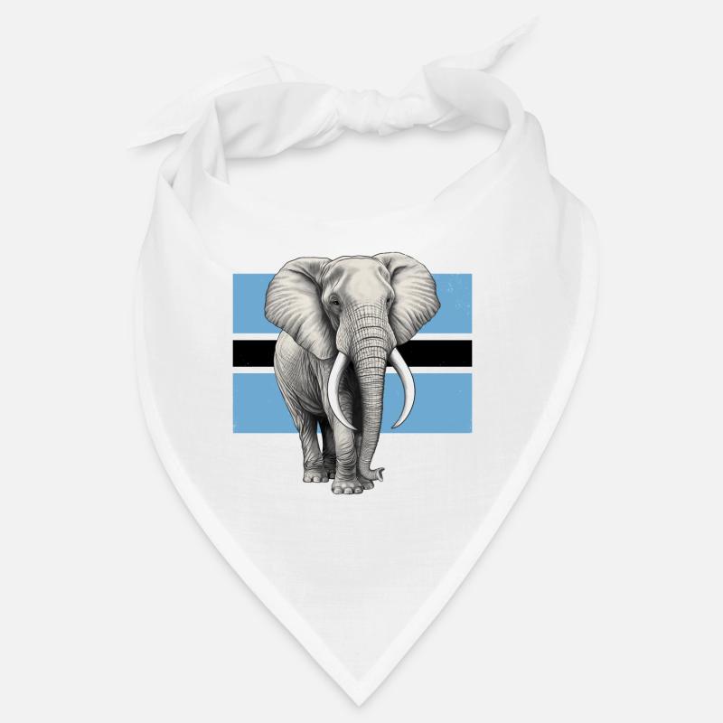 Elefant Flagge von Botswana - Bandana - Weiß