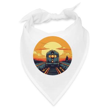 Vintage Eisenbahn E-Lok im Sonnenuntergang - Bandana - Weiß - Vorne
