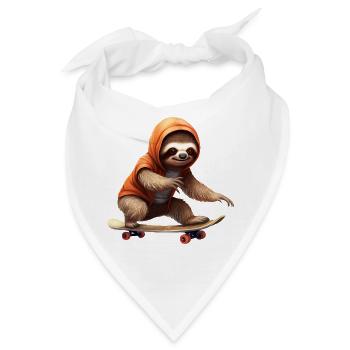 Skateboardendes Faultier, Coole Sportdesign für - Bandana - Weiß - Vorne
