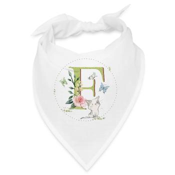 Anfangsbuchstabe F mit Katze - Bandana - Weiß - Vorne