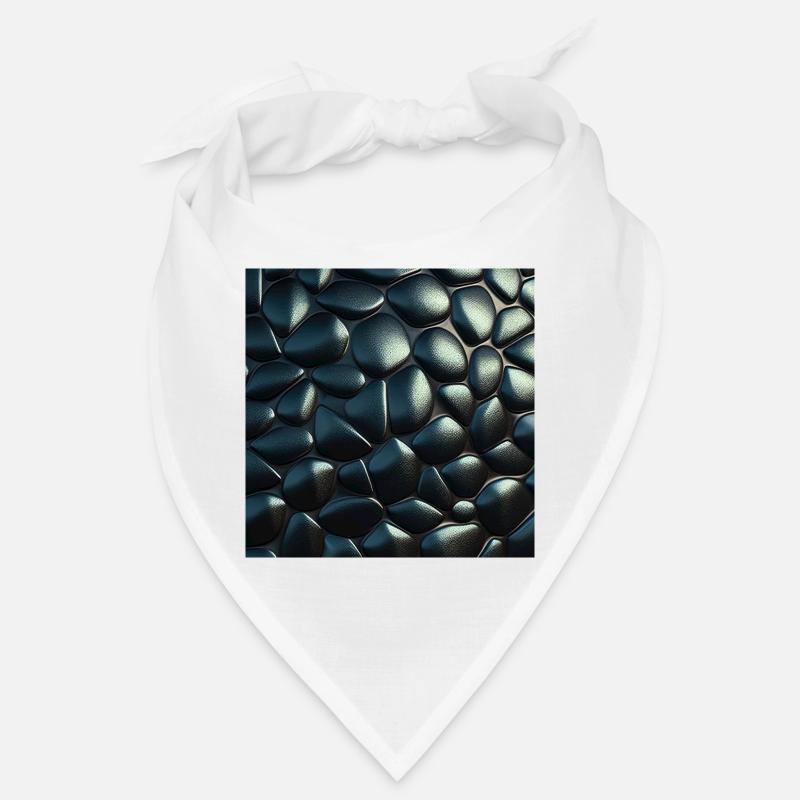 Black Cobblestone Metallic Textured Pattern - Bandana - white