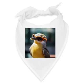 Vogel mit Orangen Sonnenbrillen - Bandana - Weiß - Vorne