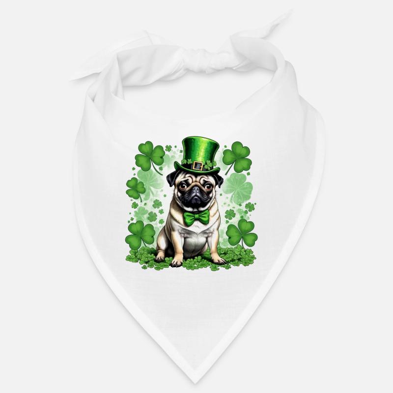 St. Patrick's Day Pug I Shamrock St Paddys Day Pug Bandana