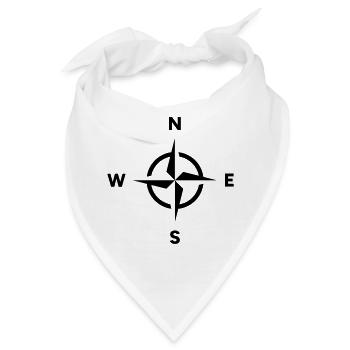 Kompass Navigation Orientierung Himmelsrichtung - Bandana - Weiß - Vorne