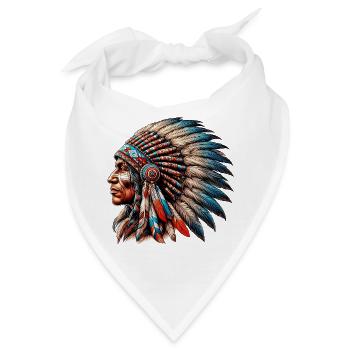 Amerikanischer Indianer Amerikanische Rote Haut - Bandana - Weiß - Vorne