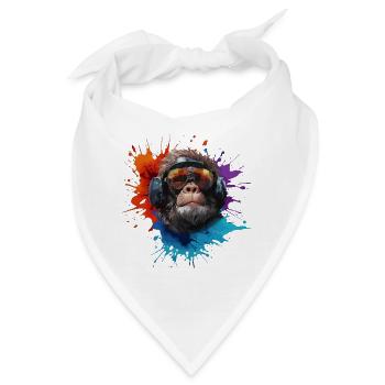 DJ Monkey Affen mit Sonnenbrille Safari - Bandana - Weiß - Vorne