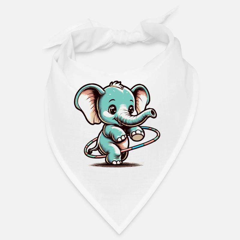 Éléphant de dessin animé mignon avec hubs hula Bandana