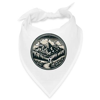 Berglandschaft mit einem Wanderer auf einem Pfad - Bandana - Weiß - Vorne
