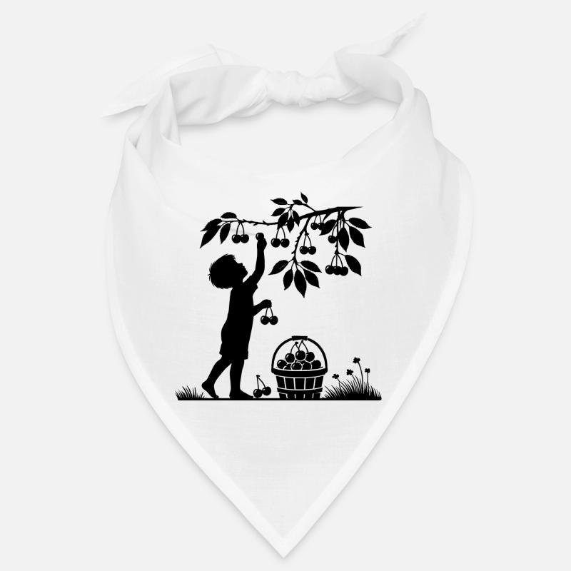 charming garden silhouette boy picking cherries Bandana