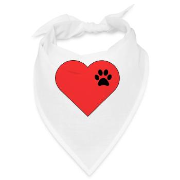 Vorlage herz Pfotenabdruck Design - Bandana - Weiß - Vorne