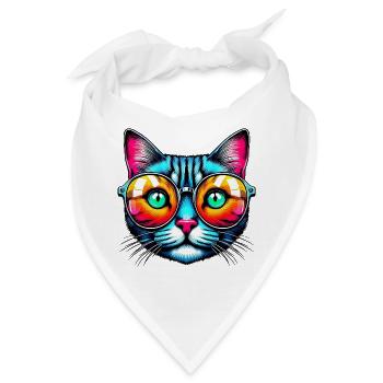 Kater mit Sonnenbrille - Bandana - Weiß - Vorne