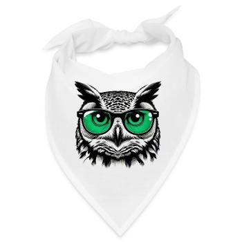 Eule mit Brille - Bandana - Weiß - Vorne