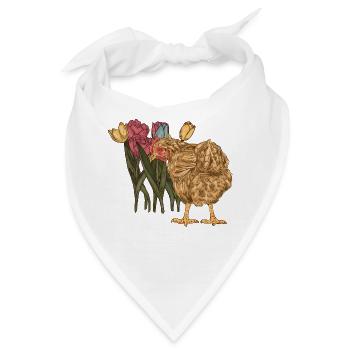 Huhn Hühner Federvieh Geflügel Hühnerstall Blumen - Bandana - Weiß - Vorne