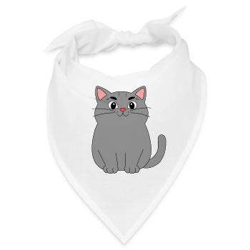 Graue Katze - Bandana - Weiß - Vorne