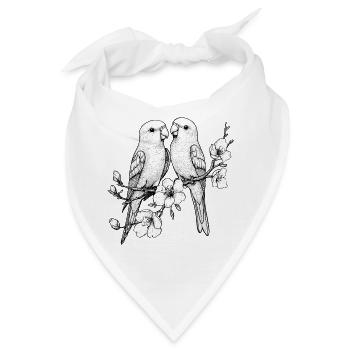 Lovebirds Floral Vogelbeobachtung Illustration - Bandana - Weiß - Vorne