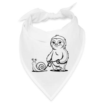 Faultier und Schnecke - Gassi gehen - Bandana - Weiß - Vorne