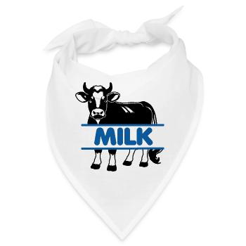 Milchkuh mit blauem Text "MILK" - Bandana - Weiß - Vorne