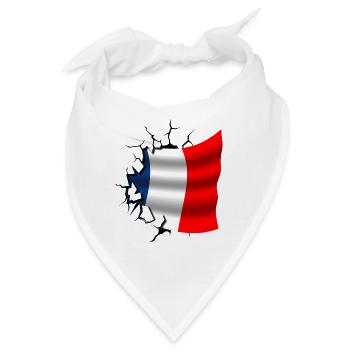 Flagge von Frankreich - Frankreich - Flagge Broken Design - Bandana - Weiß - Vorne