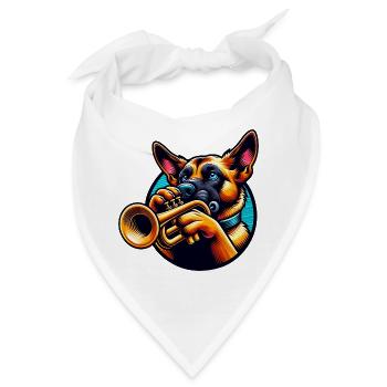 Trompetenspielender Hund Design - Bandana - Weiß - Vorne