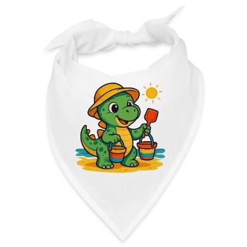 Verspielter Dinosaurier mit Sommeraccessoires - Bandana - Weiß - Vorne