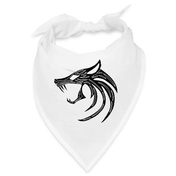 Schwarzer dämonischer Wolf - Bandana - Weiß - Vorne