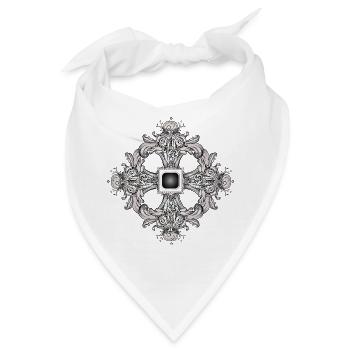 Arabeskes Ornament mit barockem Flair in Grau - Bandana - Weiß - Vorne