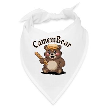 Bär mit Honig und Baguette - Bandana - Weiß - Vorne