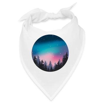 Nachthimmel, Aurora, Waldlandschaft - Bandana - Weiß - Vorne