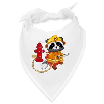 Niedlicher Waschbär-Feuerwehrmann mit Hydrant - Bandana - Weiß - Vorne