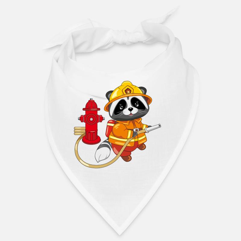 Mignon raton laveur pompier avec une bouche d’incendie Bandana