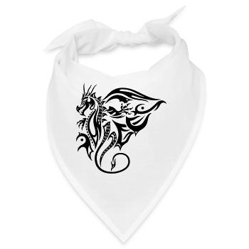 Seitlicher Tribal Drache Design mit Flügel - Bandana - Weiß - Vorne