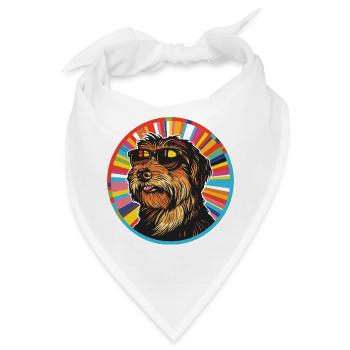 Bunter Hund mit Sonnenbrille - Bandana - Weiß - Vorne