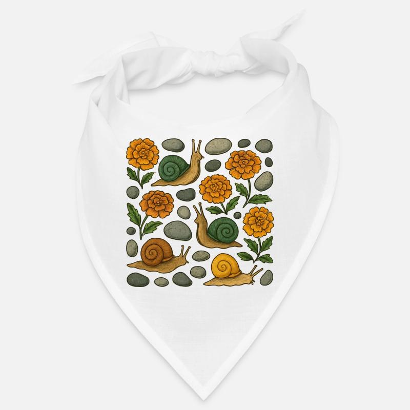 Whimsical Snails and Marigolds Pattern Bandana
